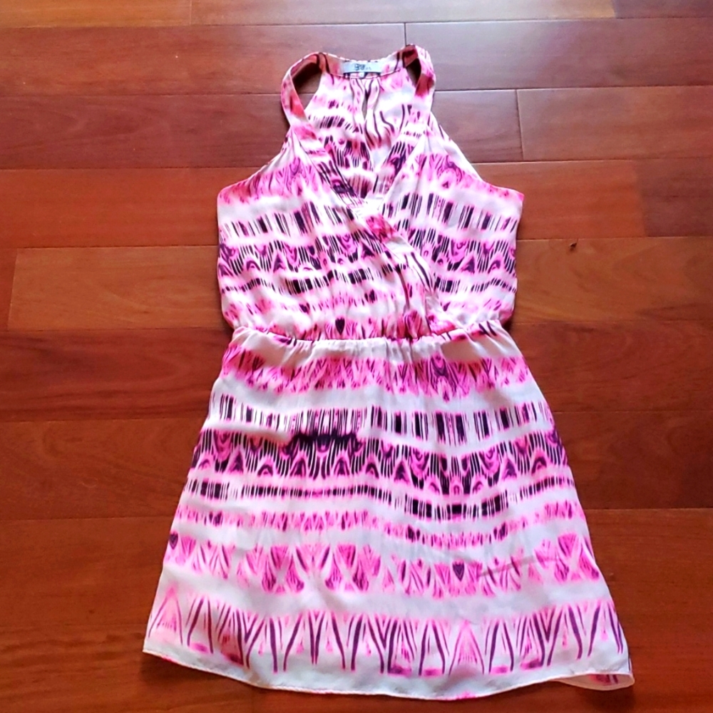 Parker pink patterned silk dress
